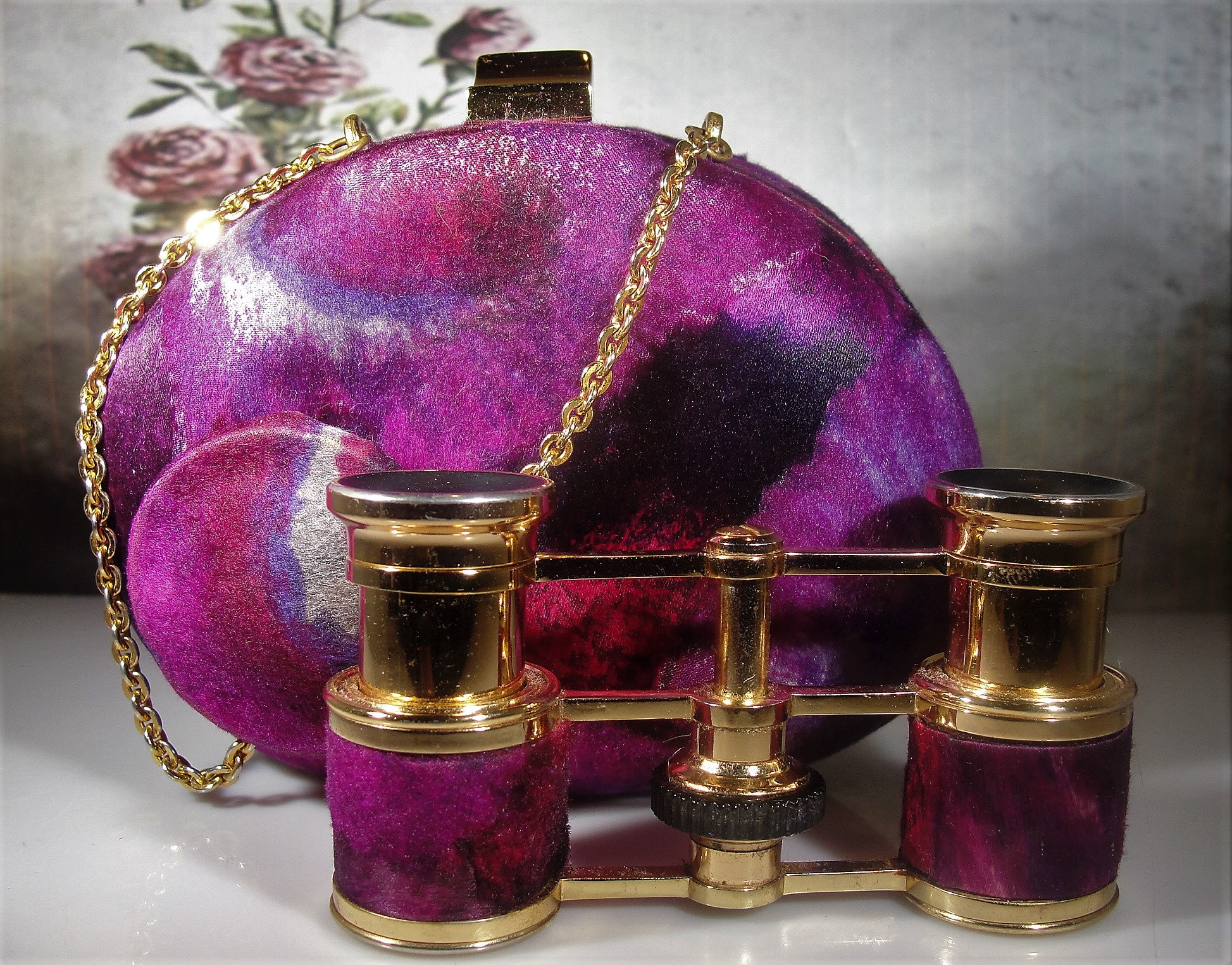 Opera Glasses and Clutch Purse, Psychedelic Mod Design Opera Glasses