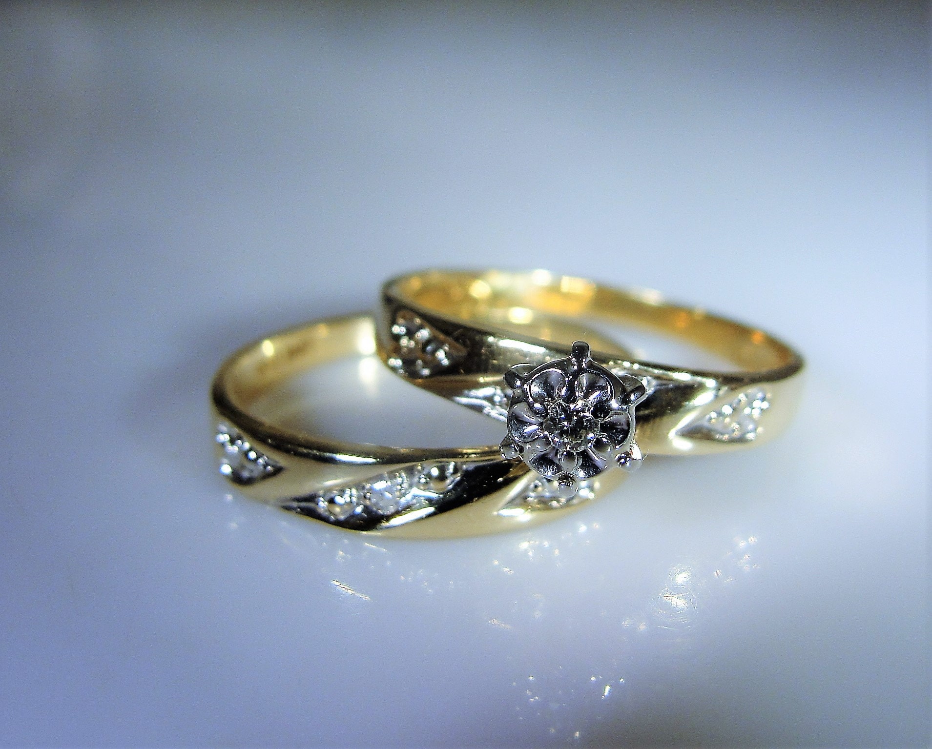 LOVE STORY 10K Diamond Bridal Ring Set, Heart Design Wedding Rings