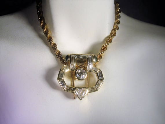 Dress Clip, Vintage 18K Gold Genuine Diamond and … - image 4