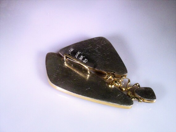 22K Gold Abstract Pendant: Enamel, Diamond Dust &… - image 10