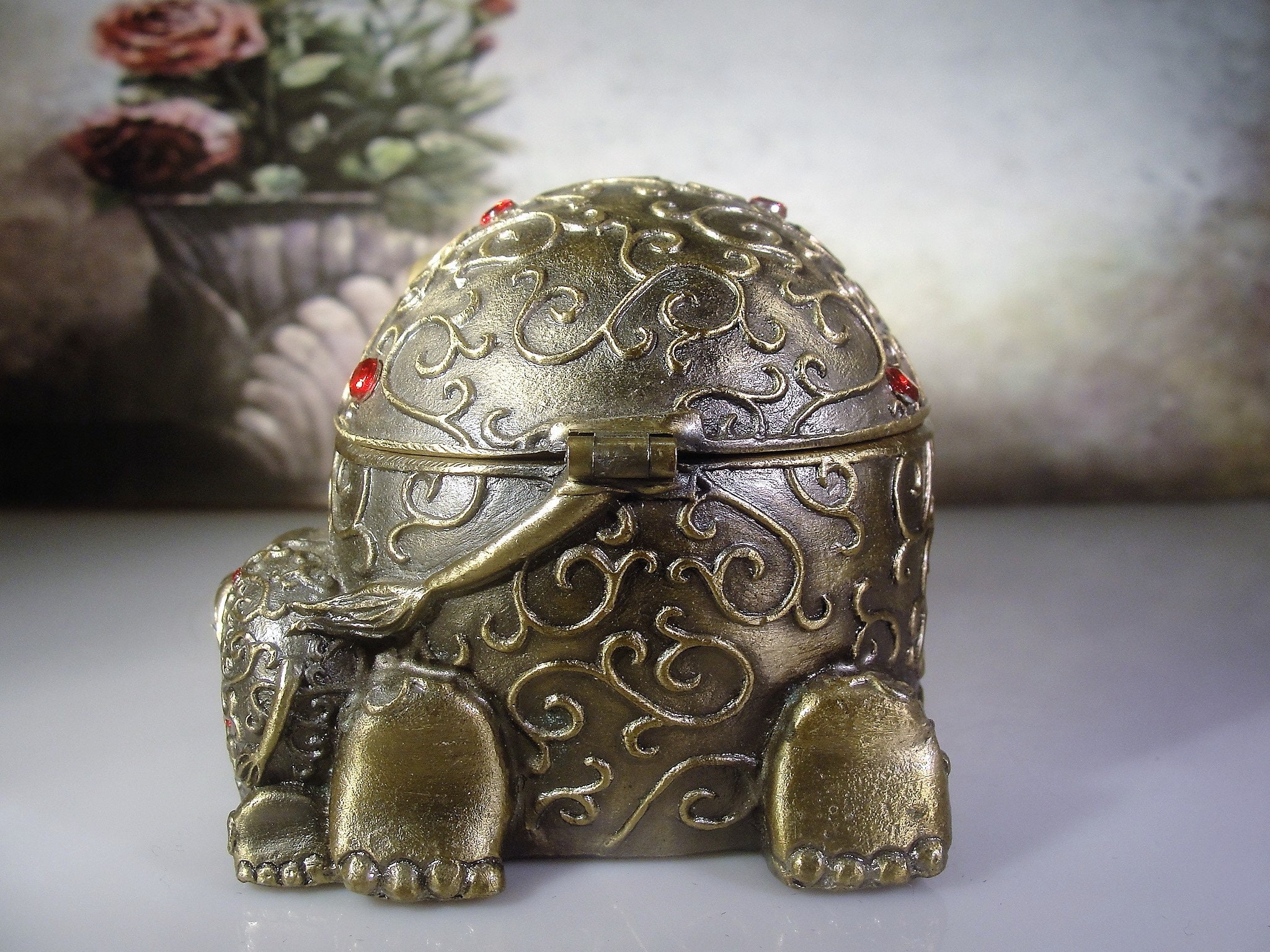 BOMBAY COMPANY, Brass Elephant Set, Rhinestone Encrusted Elephants