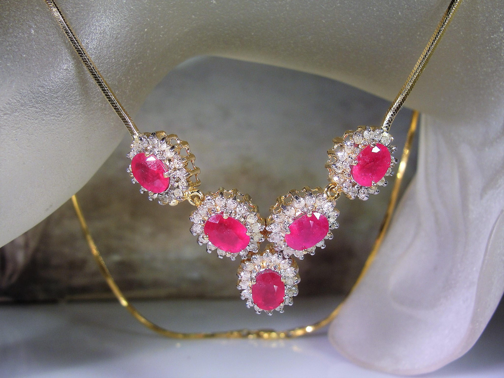 RESERVED! 14K Ruby and Diamond Necklace, Ruby Necklace, Ruby Diamond