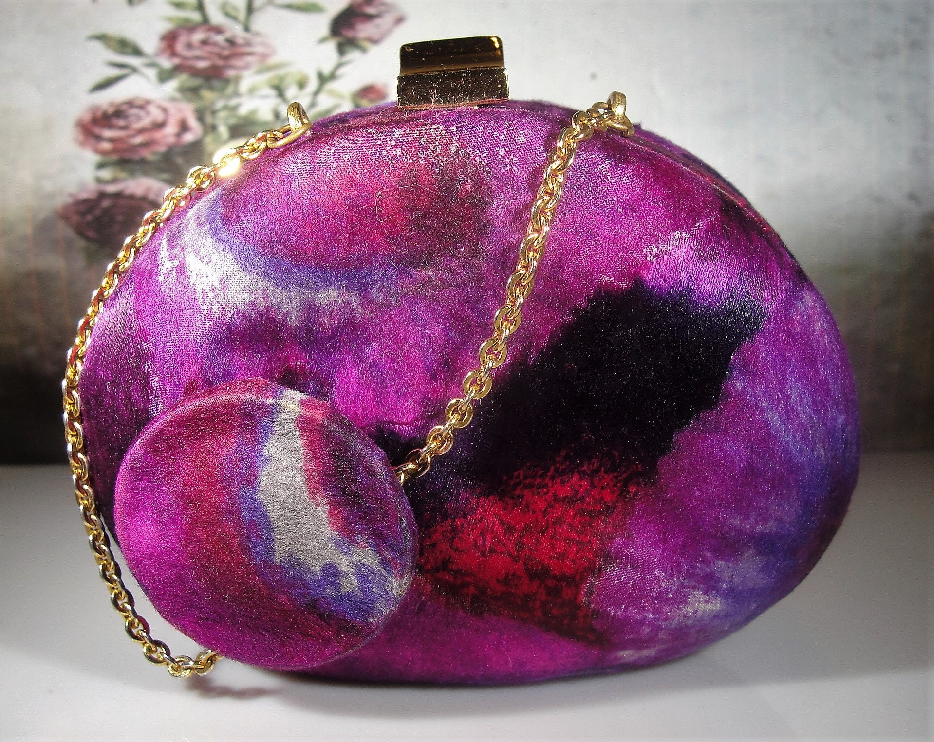 Opera Glasses and Clutch Purse, Psychedelic Mod Design Opera Glasses