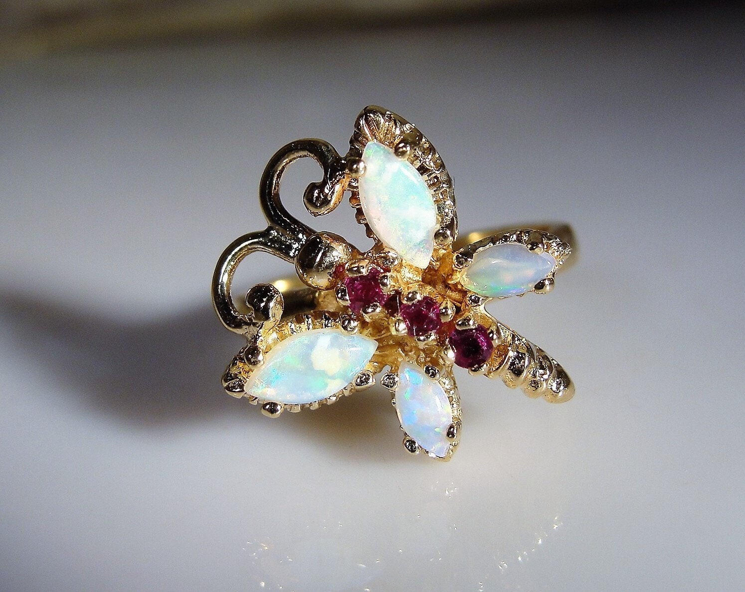 Diamond Butterfly Ring, Solid Gold or Silver | Jewelry by Johan - 5 / 10k  Yellow Gold - Jewelry by Johan