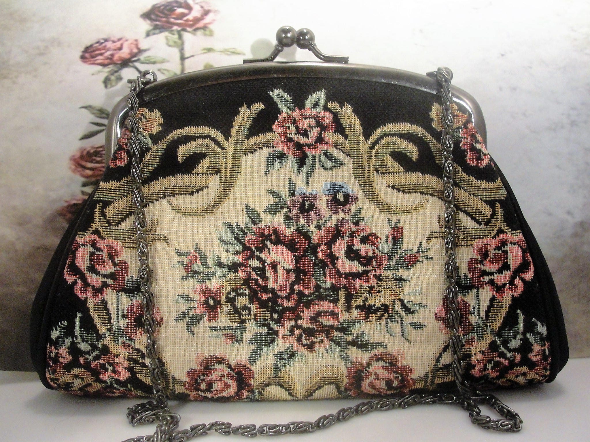 Reserved for Amit Petite Point Purse Set, Tapestry Purse Set, Purse