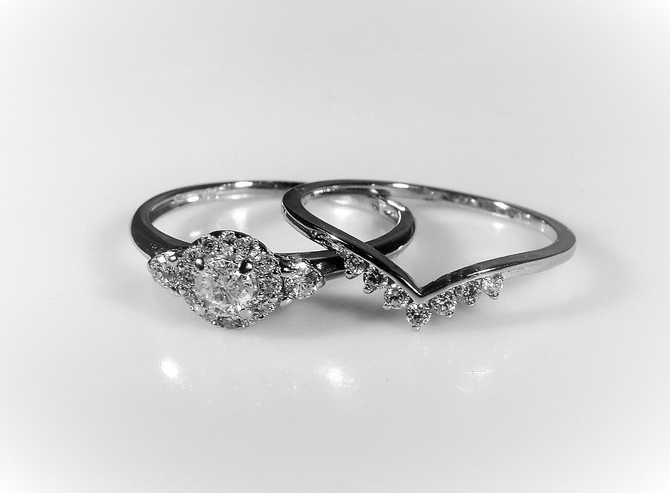 Bridal Ring Set, 14K White Gold Diamond .61CT Bridal Ring Set, .50CT