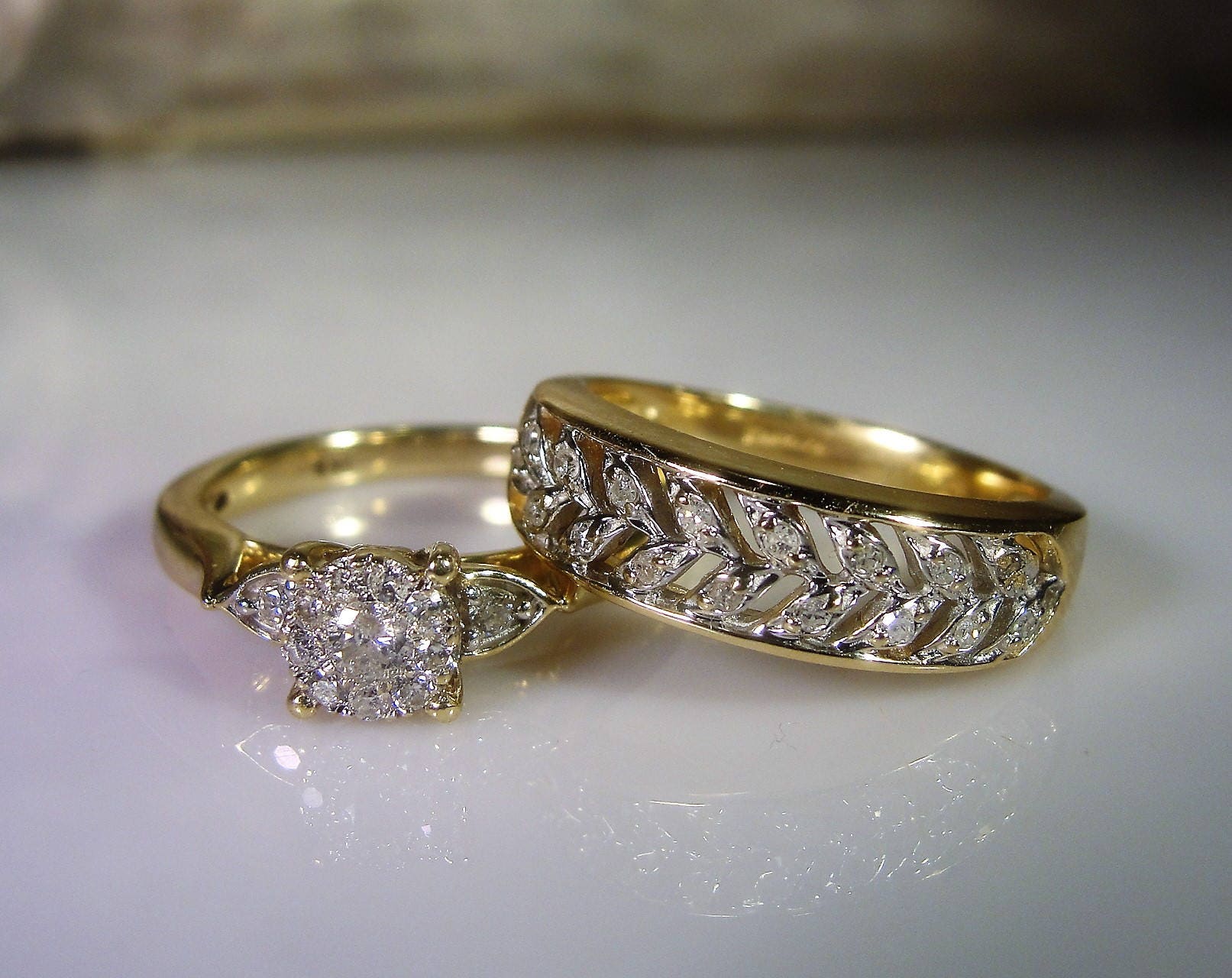 Reserved for Kyle 10K Bridal  Rings  Bridal  Ring  Set 