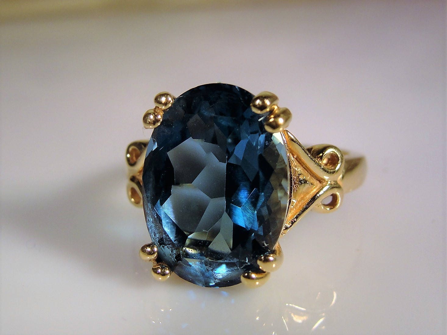 ED LEVIN, Vintage Ring, 10K Gold Ring, London Blue Topaz Ring, Blue ...