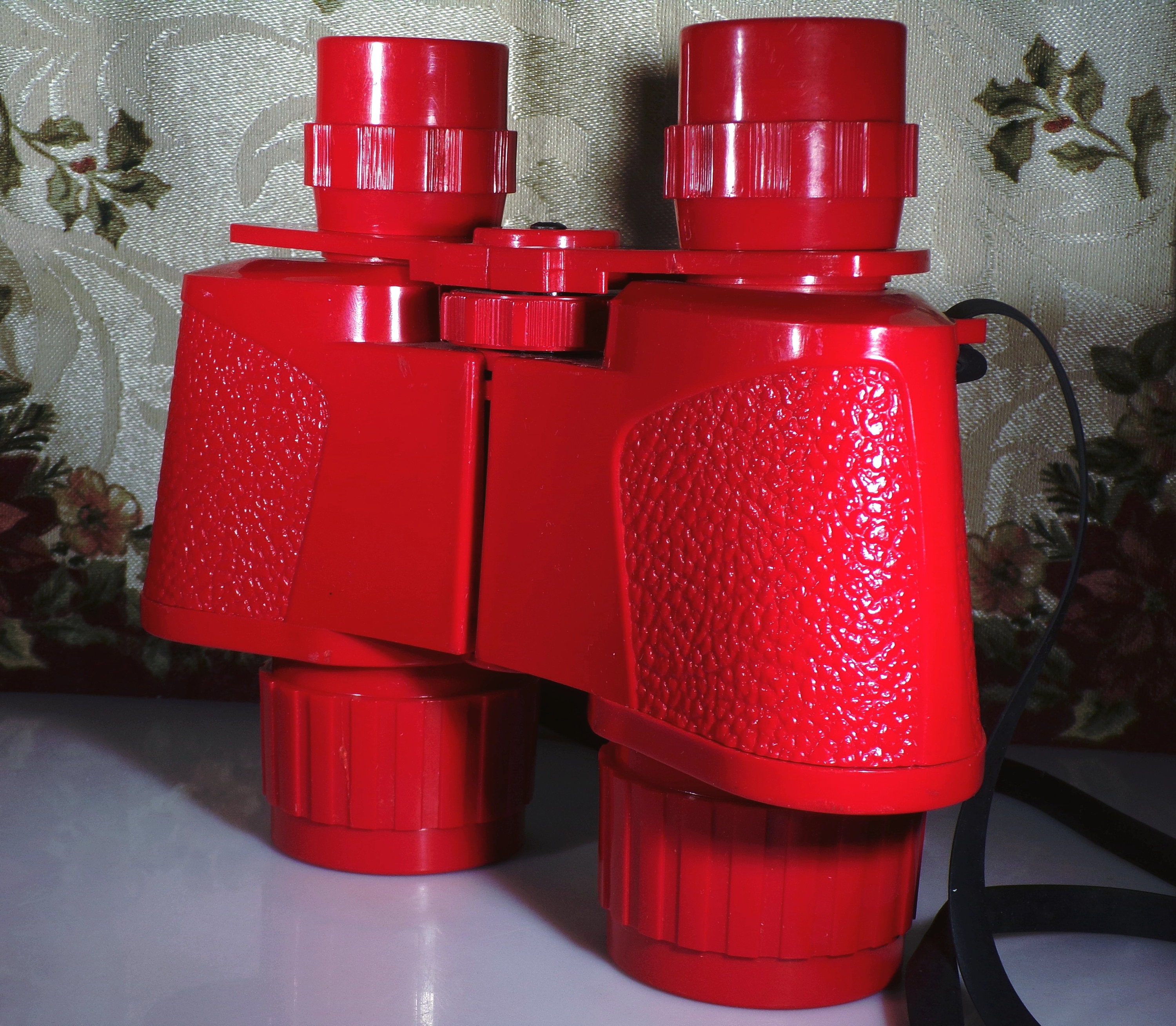 Reserved for Deb Italian Red Binoculars with HardShell Case and Black