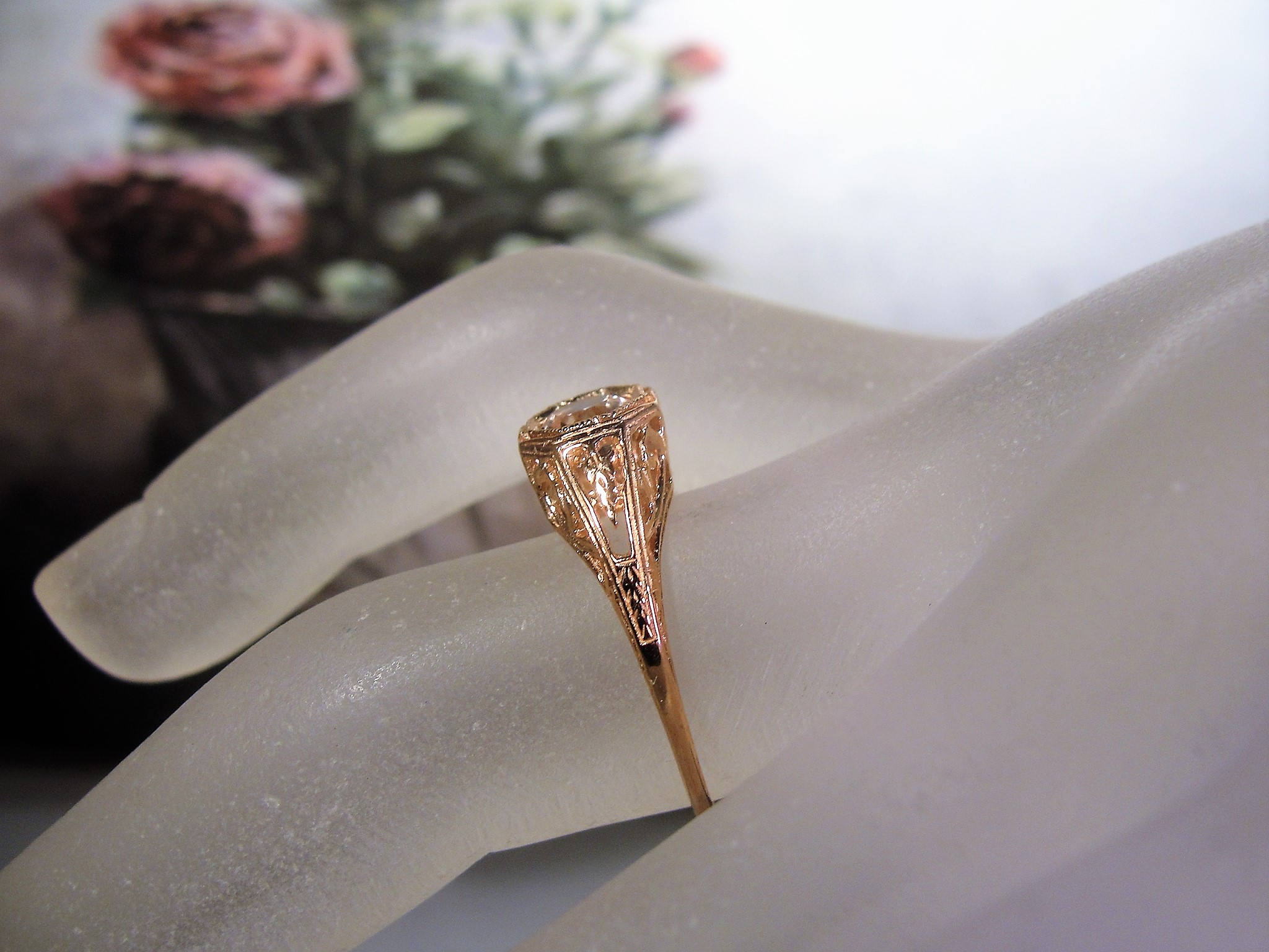 Reserved for Pattie - 1st Payment: 10K Rose Gold Ring, Edwardian Ring