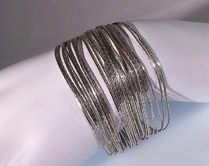 Vintage Sterling Silver Multi Strand Bracelet - 1990s Layered Style