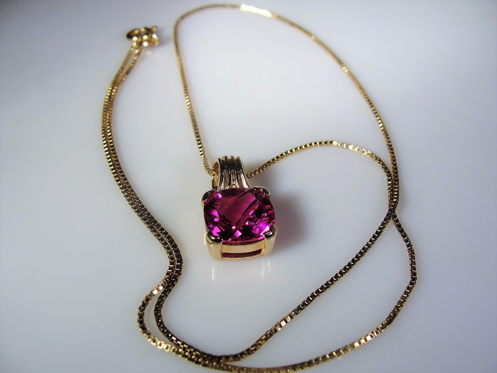 ROSS SIMONS, Pink Sapphire Necklace, Gold Vermeil, Cushion Cut Sapphire ...