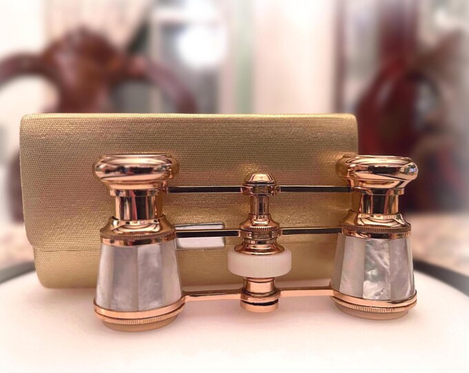 Opera Glasses – Jason Mother of Pearl Vintage Opera Glasses – Gold Tone Opera Glasses – Petite Glasses – Elegant Gold Case - Theater Glasses