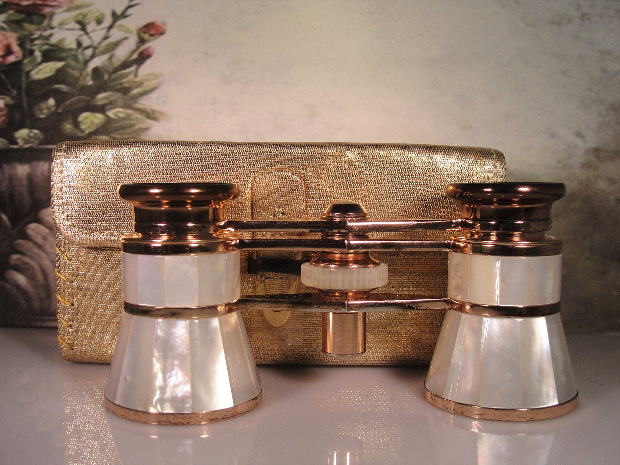 Opera Glasses, MIGNON Rose Gold Mother of Pearl Opera Glasses, Vintage