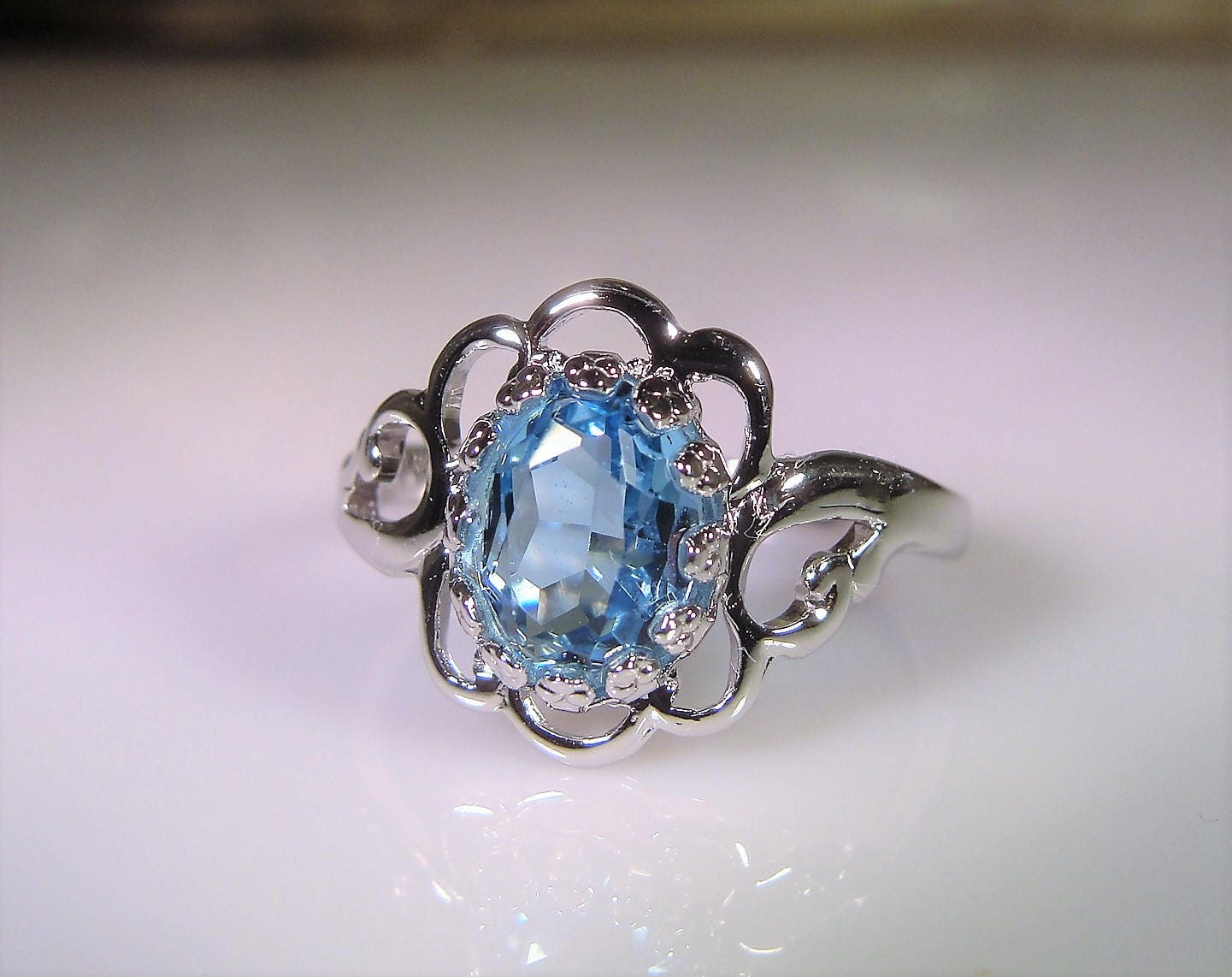 SETA Ring, Blue Glass Ring, Art Deco Ring, Sterling Silver, Swiss Blue ...