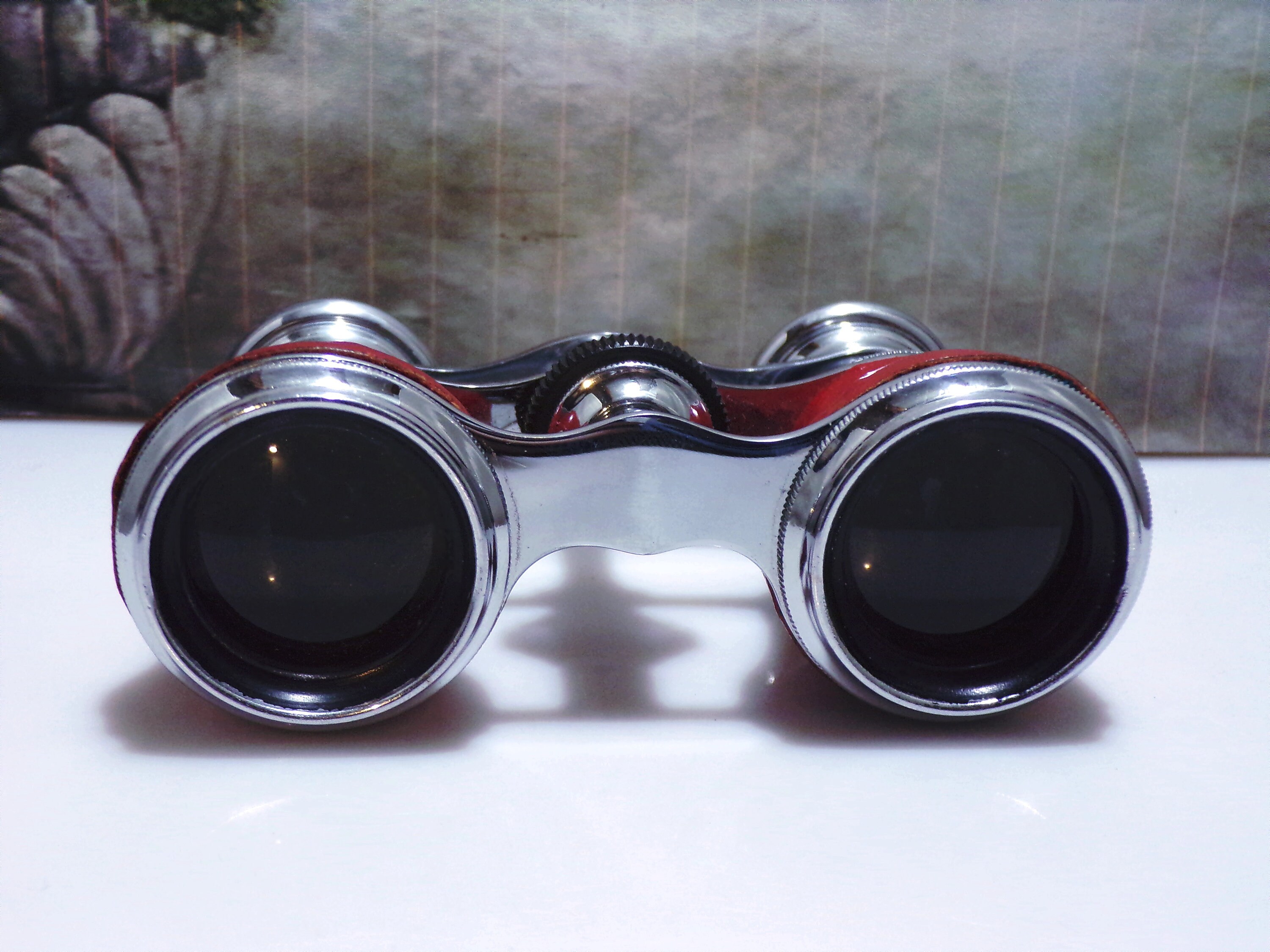 LA REINE French Opera Glasses, Red Leather Opera Glasses with a Red