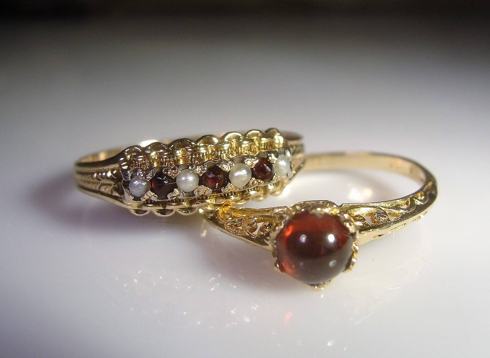 Victorian Bridal Ring Set, 10K Bridal Rings,