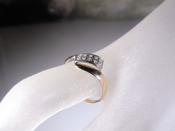 14K CZ Ring, 14K Rose Gold Cubic Zirconia Bypass … - image 9