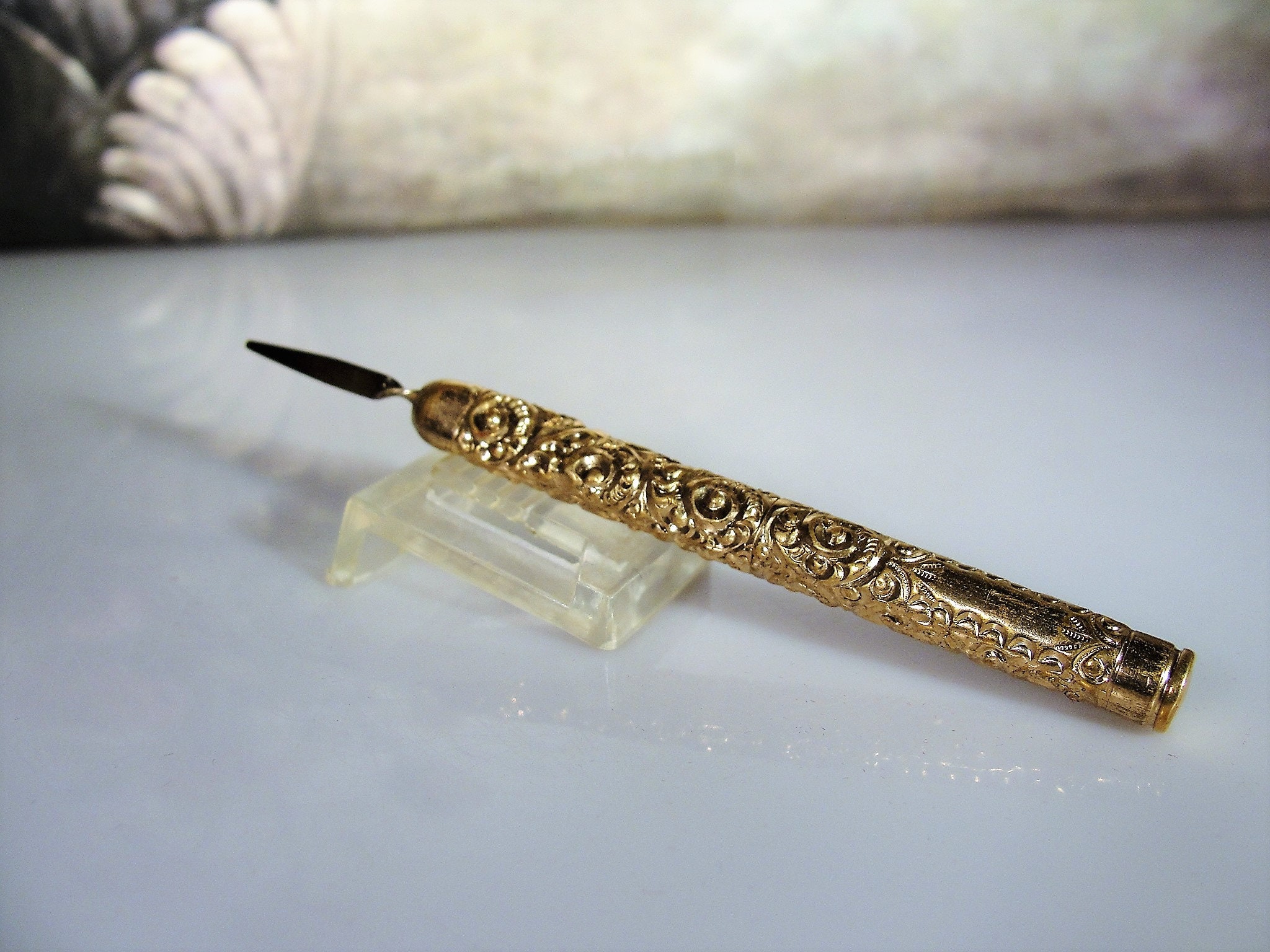 Victorian Toothpick Antique Victorian 10K Gold Filled Propelling Toothpick, Ornate Design ...
