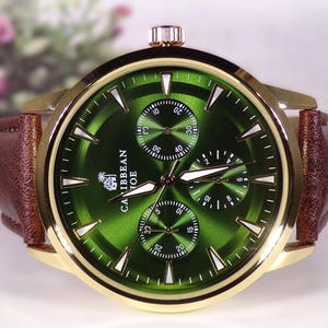 Caribbean Joe Vintage Mens Watch: Green Gold Faux