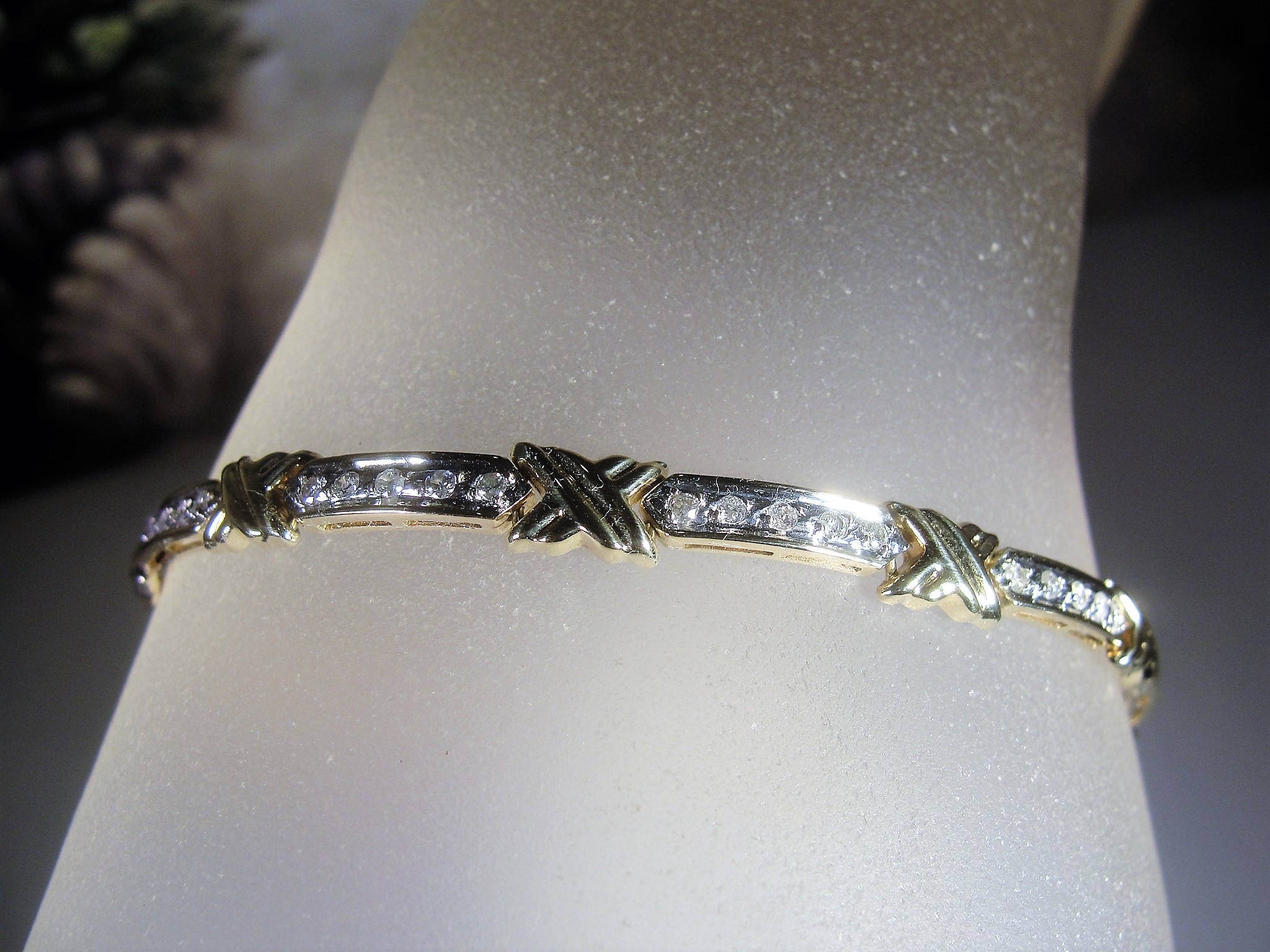 Vintage Diamond Tennis Bracelet, 10K Yellow and White Gold Tennis