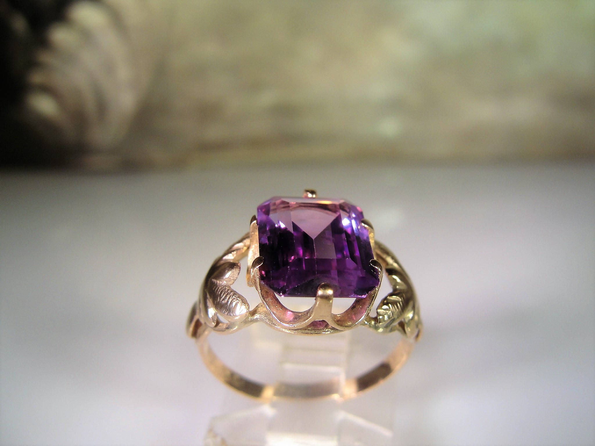 10K Rose Gold Ring, Art Nouveau Alexandrite Ring ...