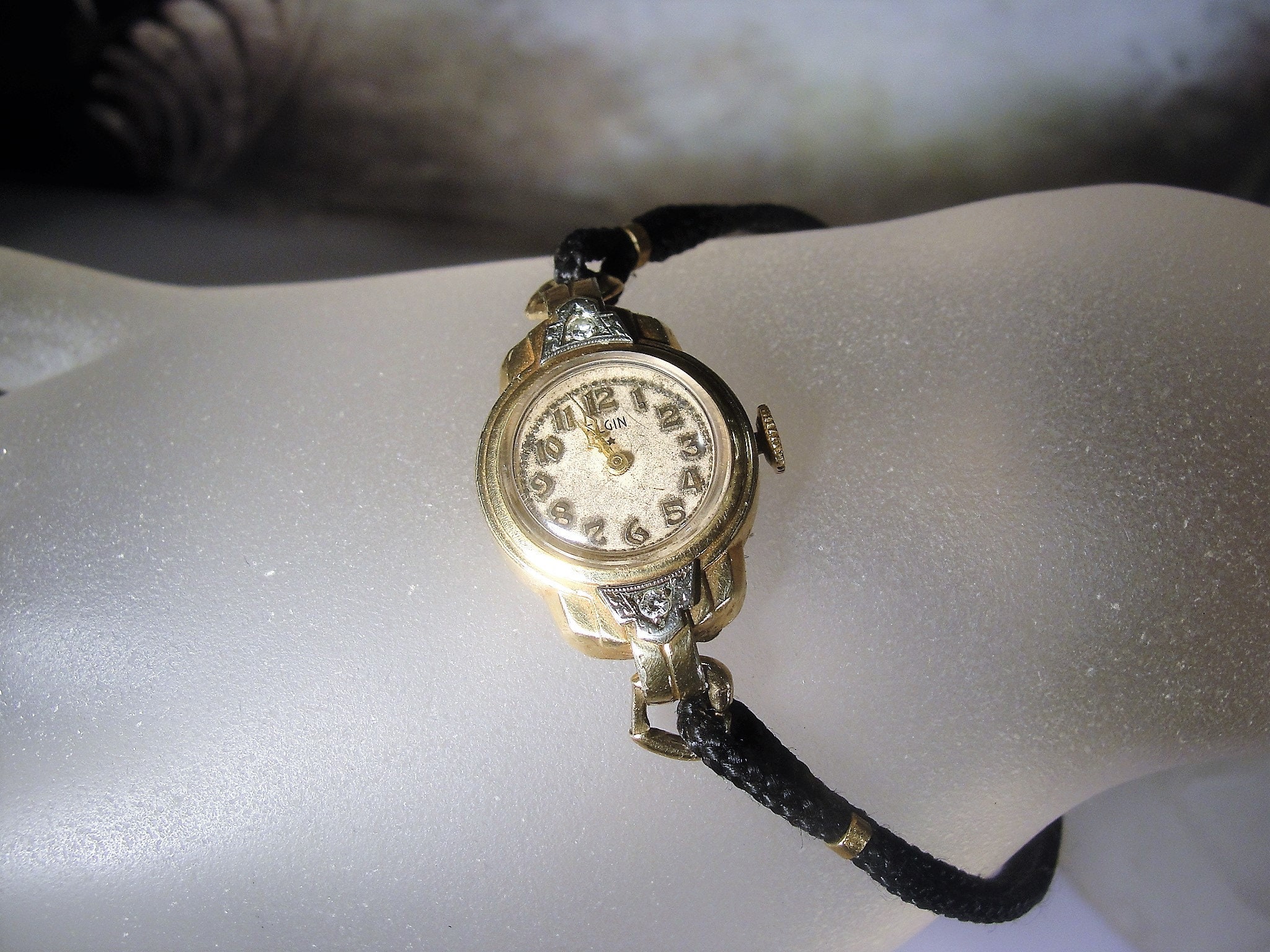 ELGIN Watch, Art Deco Elgin Watch, 10K RPG Watch, Diamond Watch, 1930s
