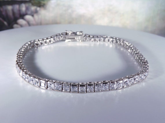 Classic CZ Bracelet – 14K White Gold-Plated Sterl… - image 4