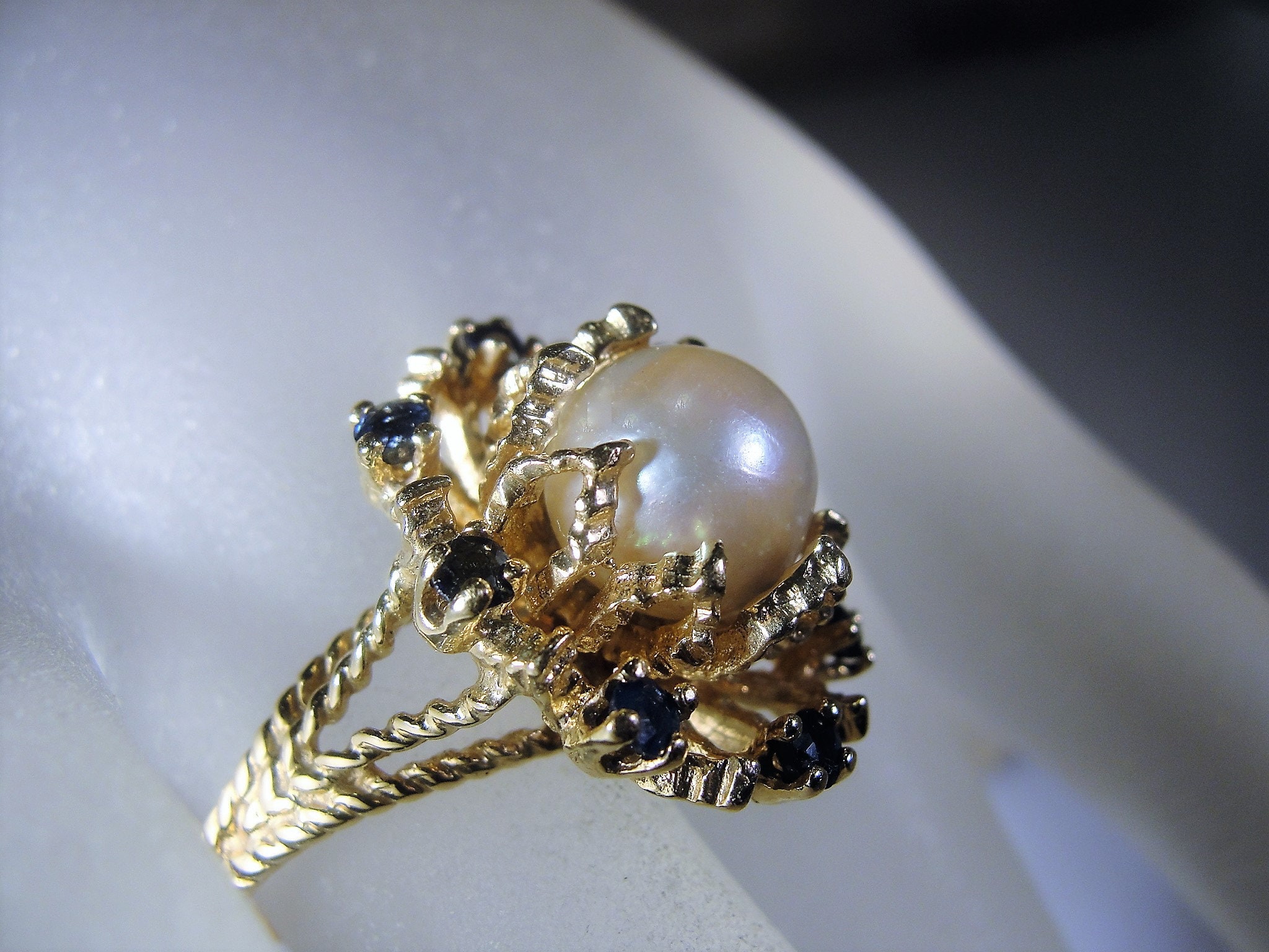 Reserved for Bridget - 1st Payment: 14K Pearl and Sapphire 