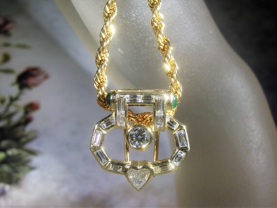 Dress Clip, Vintage 18K Gold Genuine Diamond and … - image 7