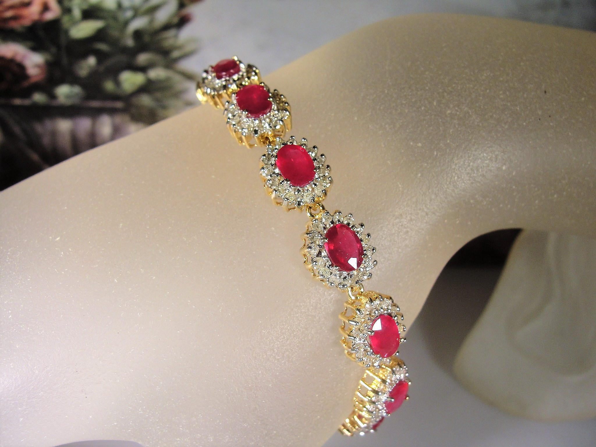 Reserved for Richard: 14K Gold Ruby Diamond Bracelet, Ruby and Diamond