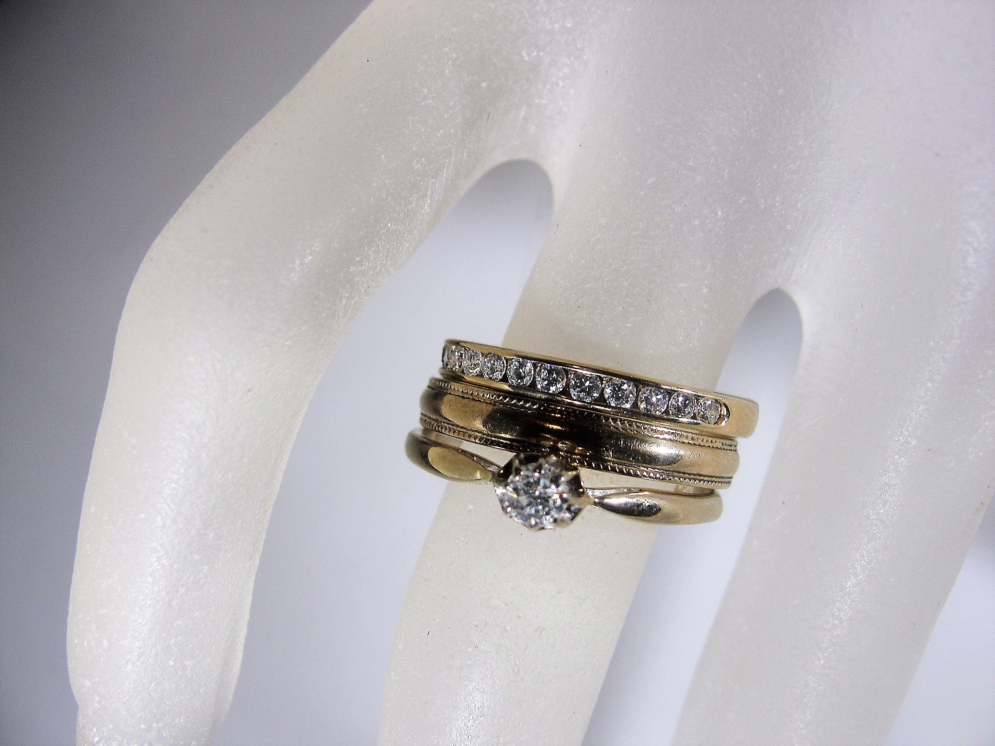 Reserved for Mary Bridal Ring Set, 18K & 14K Yellow Gold 3 Ring Set