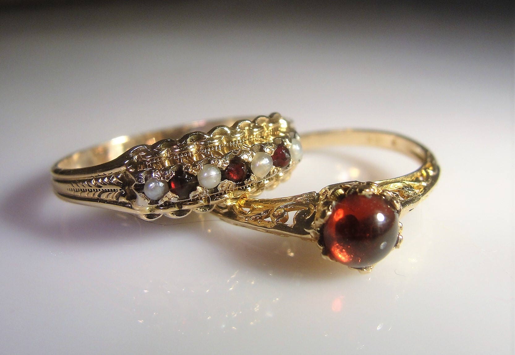 Victorian Bridal Ring Set, 10K Bridal Rings,