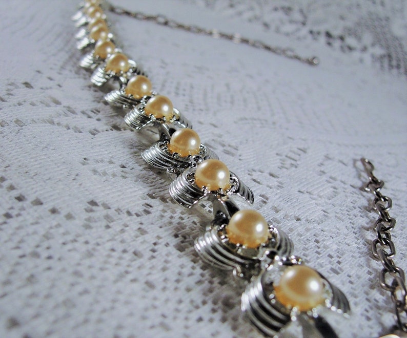 Silver Choker Pearls with Rhinestones Necklace Choker Pearl and Rhinestone Choker Pearl Choker Pearls Silver Necklace Vintage Necklace