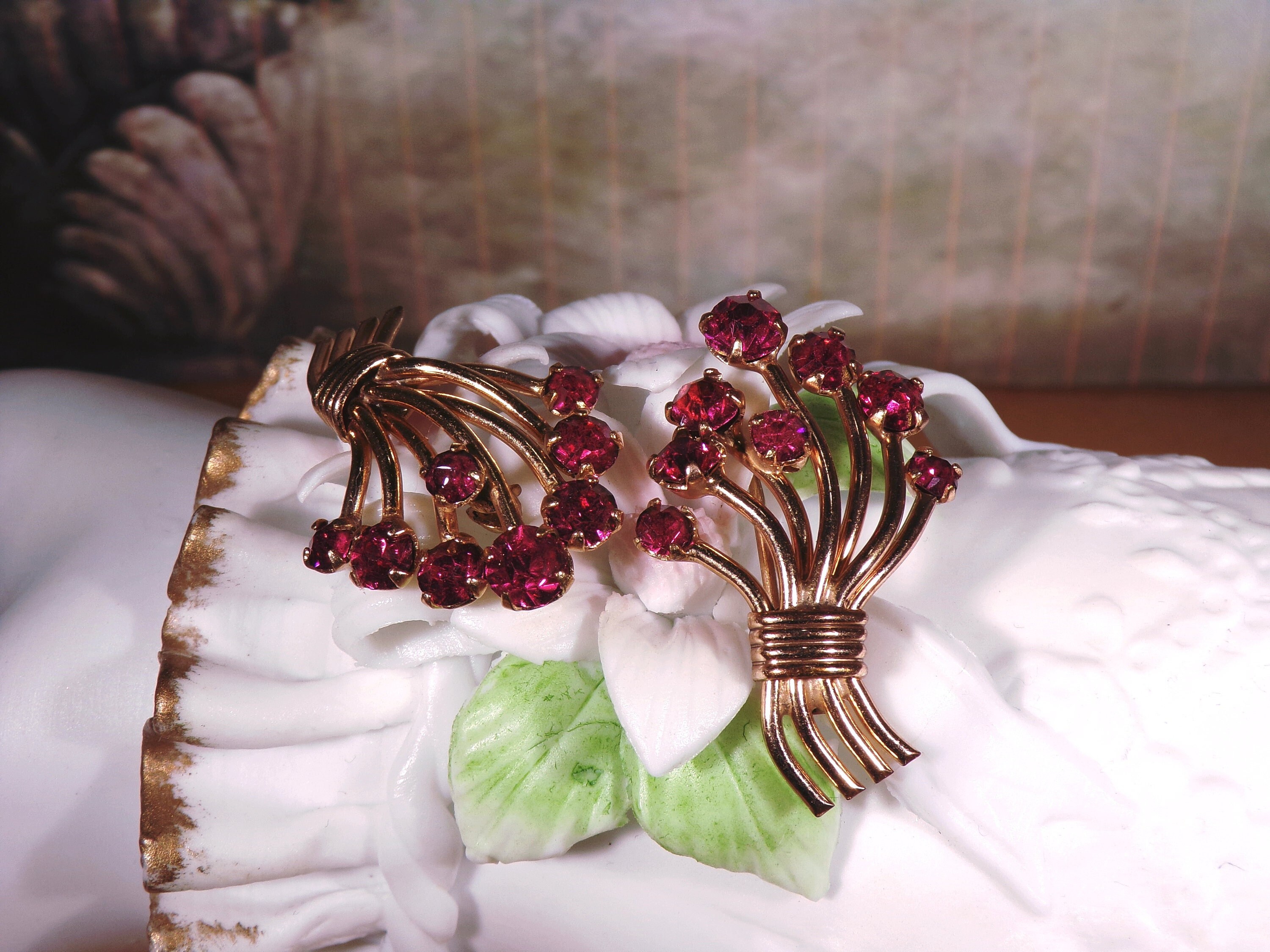 Gold Filled Collar Pins, Vintage VARGAS (2) 10K Gold Filled Rosey Pink