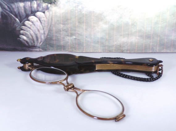 Antique Edwardian Tortoise Shell Lorgnette Opera … - image 4