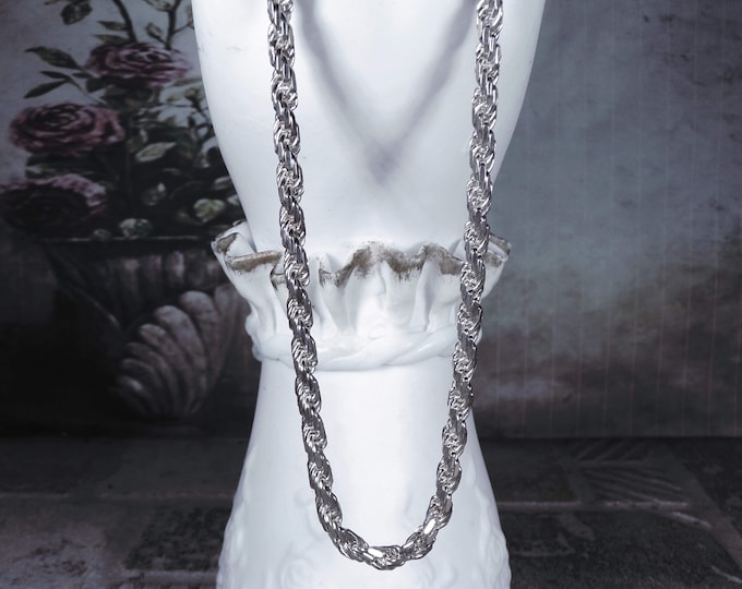 Sterling Silver Twisted Rope Chain – 3.5MM - 18 inches – Lobster Claw Closure – Italian Chain - Vintage Sterling Silver Chain
