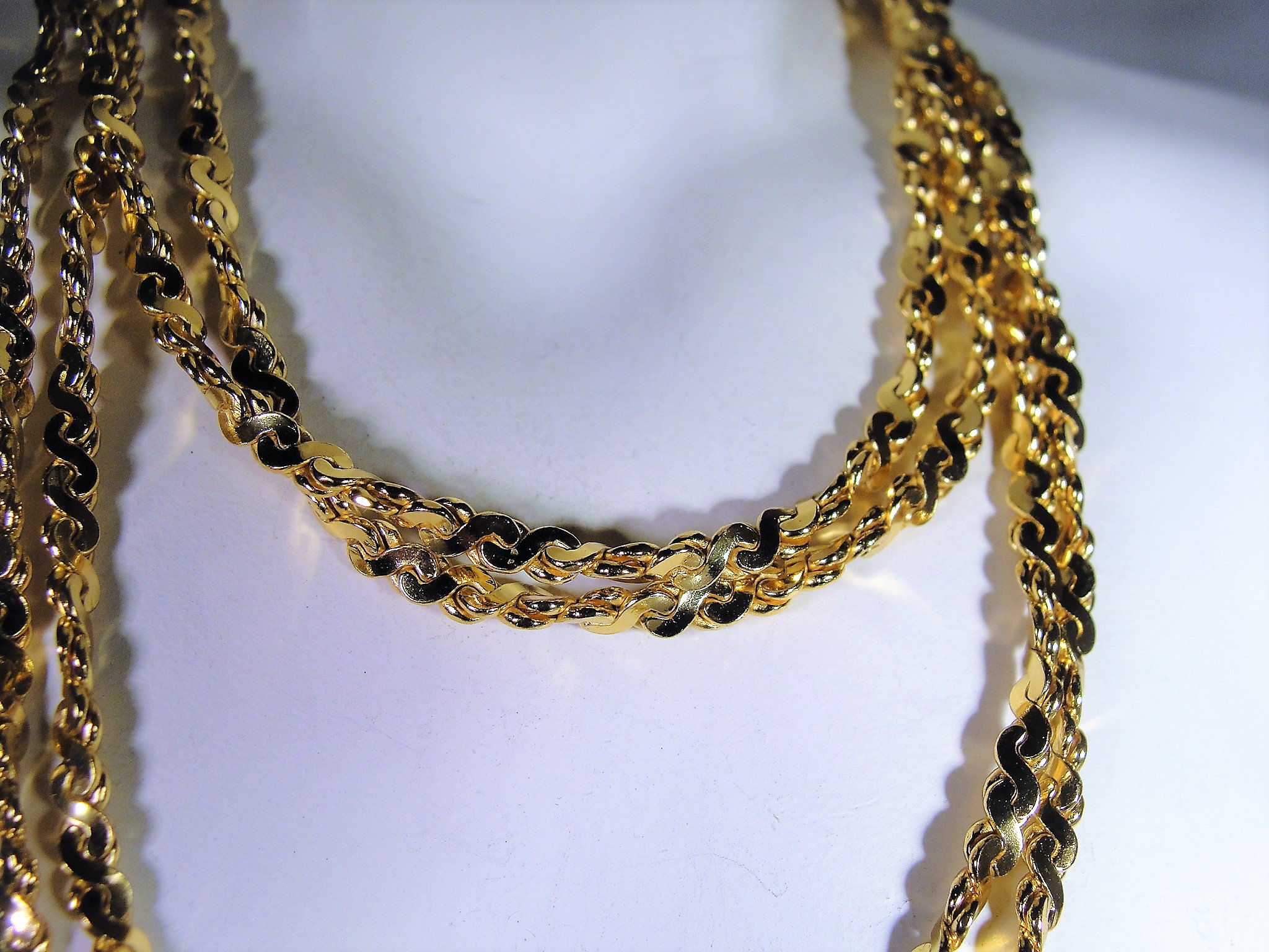 Italian Double Strand Gold Vermeil Chain Necklace, Dual Chain Necklace
