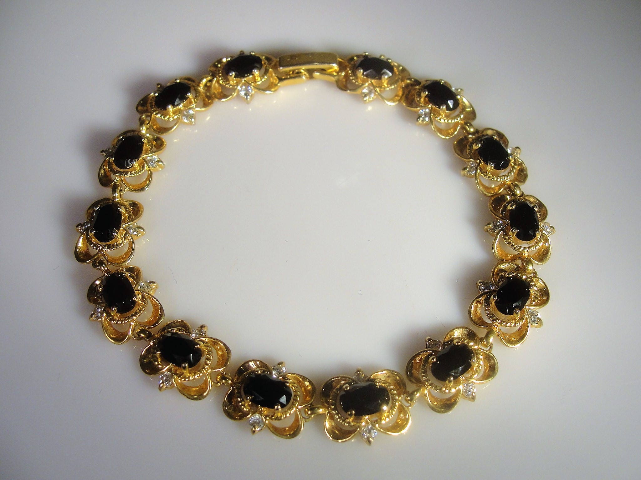 Black Onyx Jewelry Set, Faux Onyx and Rhinestone Jewelry Set, Onyx