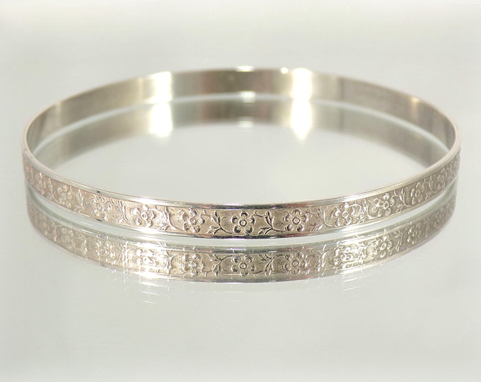 Women’s Bracelet with Forget-Me-Not Flowers – Sterling Silver - Vintage