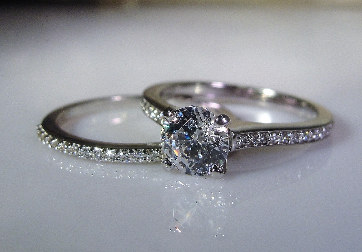 Sterling Silver Bridal Ring Set, CZ Ring Set, Engagement Ring, Wedding