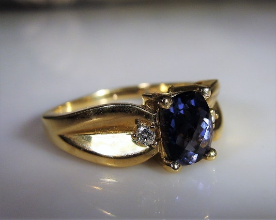 Tanzanite Ring, 14K Tanzanite & Diamond Ring, 14K… - image 2