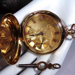 Pocket Watch – 18K Yellow Gold M.J. Tobias & Co Pocket Watch – Circa 1840s – Key Wind Pocket Watch – Hand Engraved Dial – Key Wind – Antique