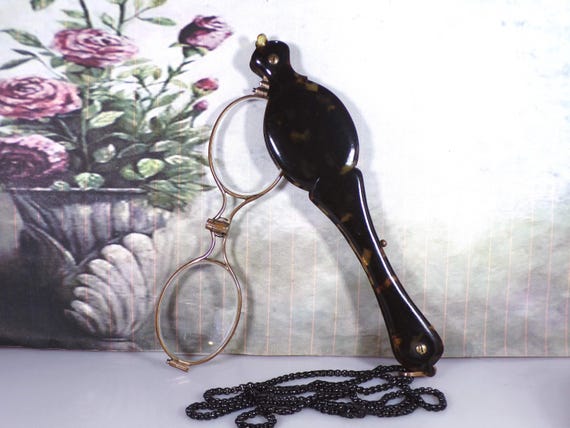 Antique Edwardian Tortoise Shell Lorgnette Opera … - image 2