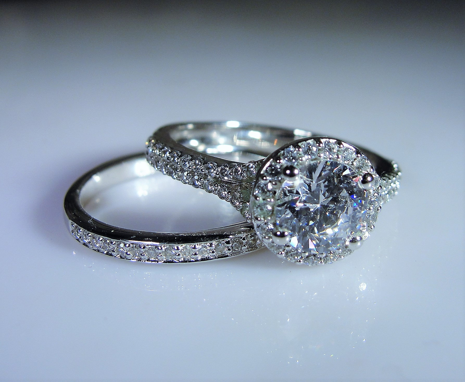 Sterling Silver Bridal Ring Set, CZ Ring Set, Engagement Ring, Wedding