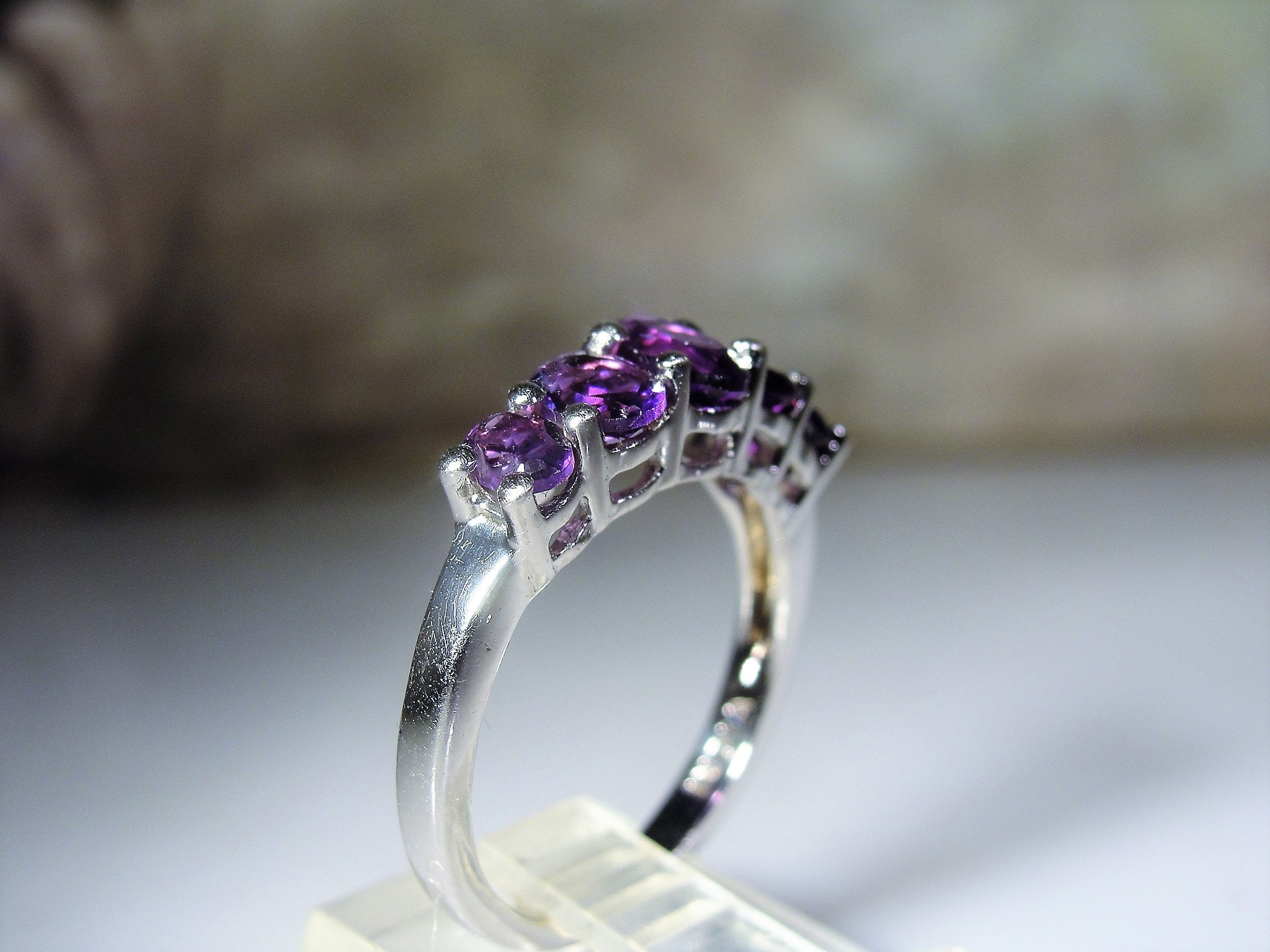 Reserved for Deb: Amethyst Sterling Silver Band, Genuine Amethyst Ring ...