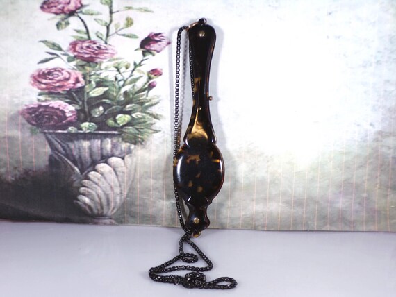 Antique Edwardian Tortoise Shell Lorgnette Opera … - image 6