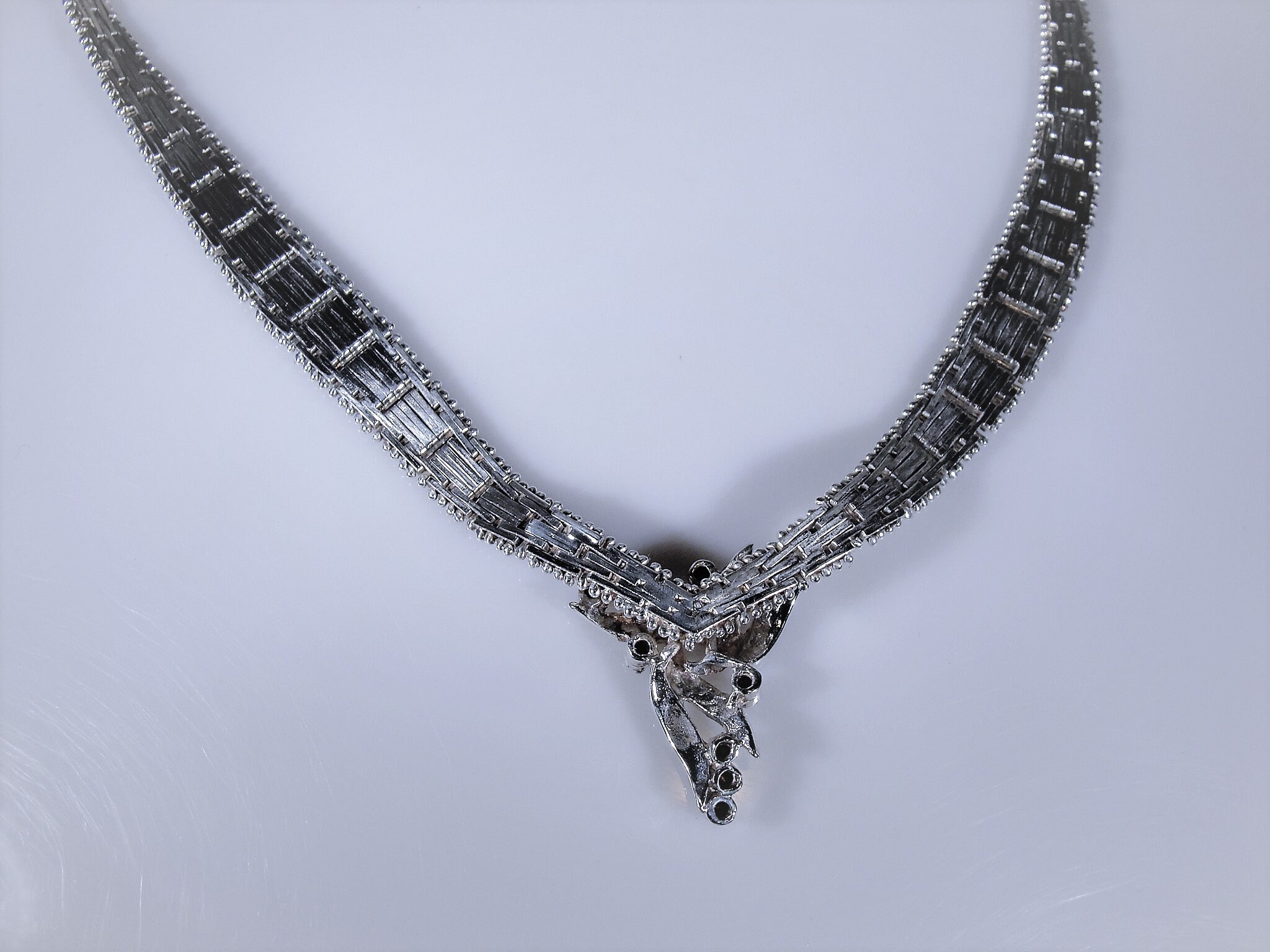 Italian Necklace, Vintage Italian Riccio Chevron Sterling Silver ...