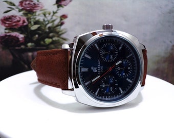 Caribbean Joe Herren Vintage Armbanduhr: Saphirblaues Ziffernblatt