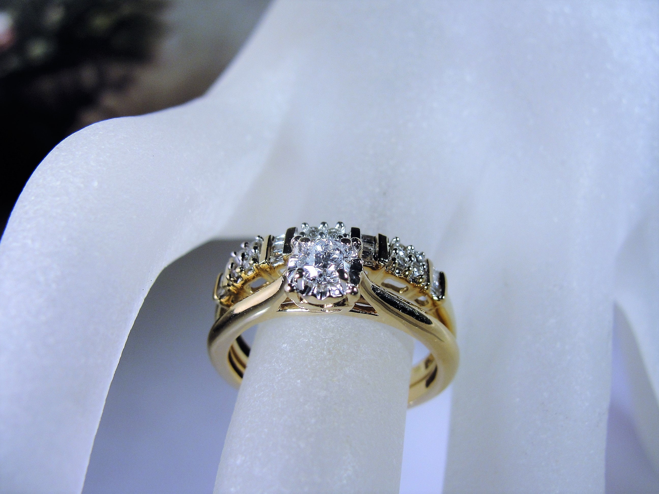 10k Diamond Bridal Ring Set Genuine Diamonds Engagement Ring Wedding Band Anniversary Band 